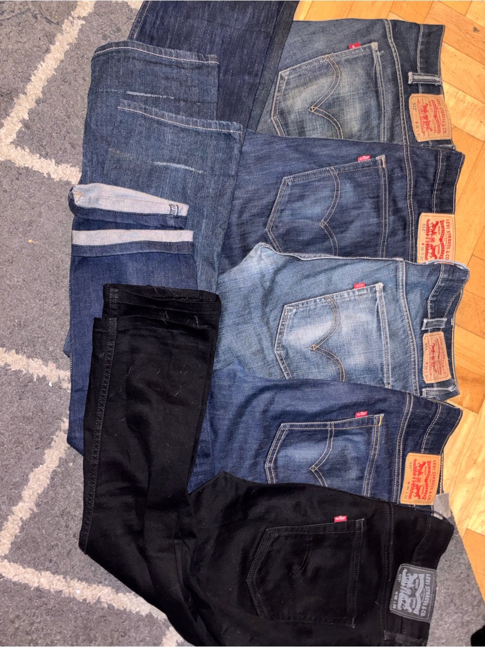 Levi's Men's Straight Jeans - Blue and Black Denim Bundle various sizes